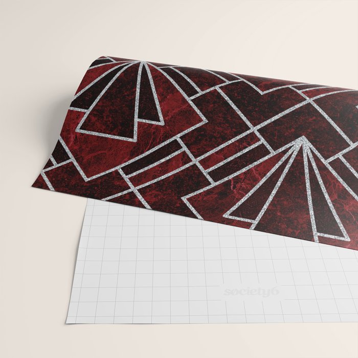 Red Ruby Art Deco Pattern Wrapping Paper Gallery Image 2