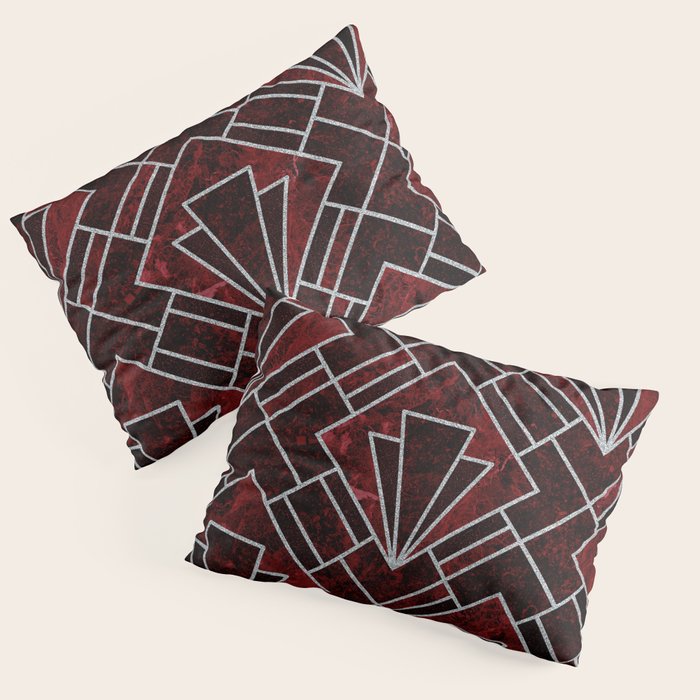 Red Ruby Art Deco Pattern Pillow Sham Gallery Image 3