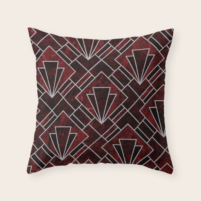 Red Ruby Art Deco Pattern Throw Pillow Gallery Image 6