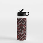 Red Ruby Art Deco Pattern Water Bottle Gallery Image 1