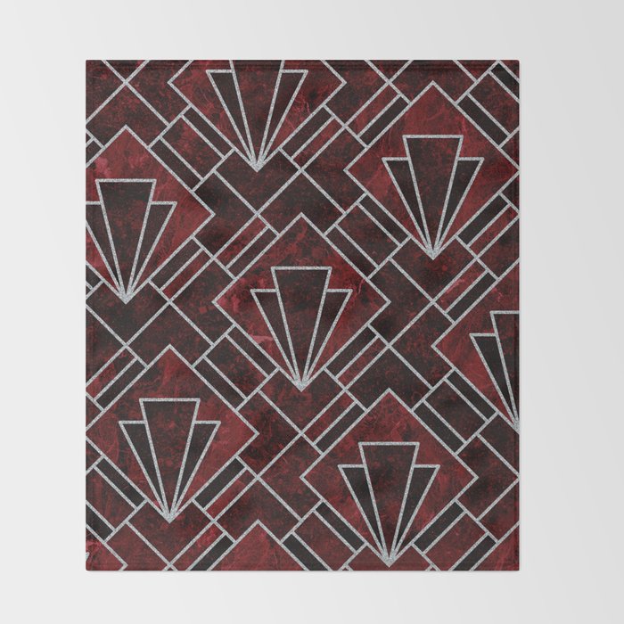 Red Ruby Art Deco Pattern Throw Blanket Gallery Image 2