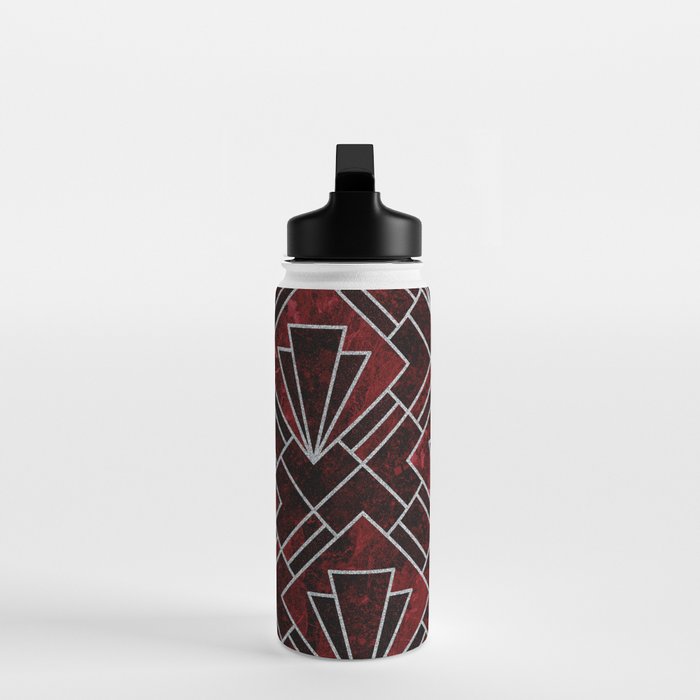 Red Ruby Art Deco Pattern Water Bottle Gallery Image 3