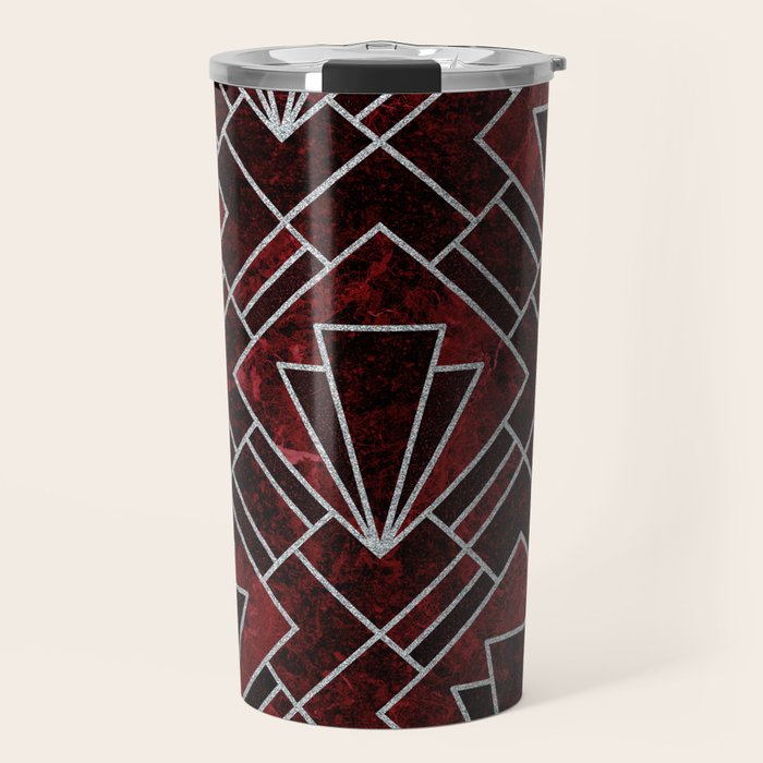 Red Ruby Art Deco Pattern Travel Mug Gallery Image 1