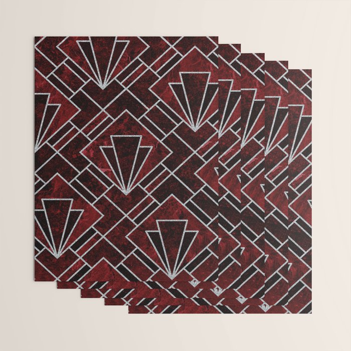 Red Ruby Art Deco Pattern Wrapping Paper Gallery Image 3