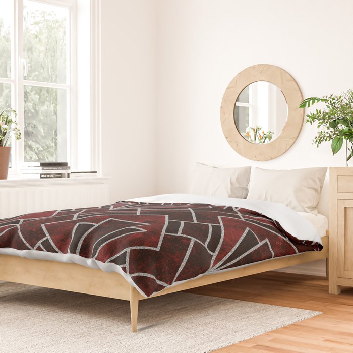 Red Ruby Art Deco Pattern Duvet Cover Gallery Image 2