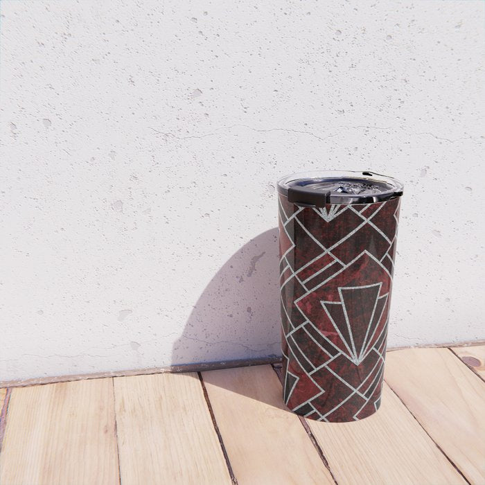 Red Ruby Art Deco Pattern Travel Mug Gallery Image 4