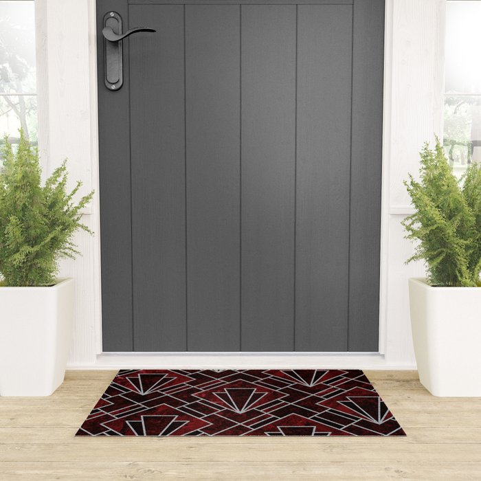 Red Ruby Art Deco Pattern Welcome Mat Gallery Image 3