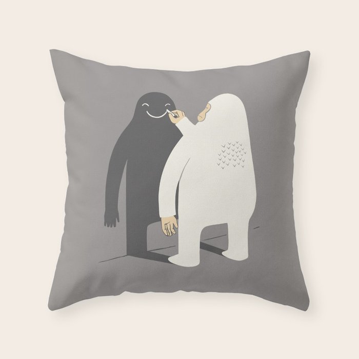 Smile my shadow Throw Pillow Gallery Image 6