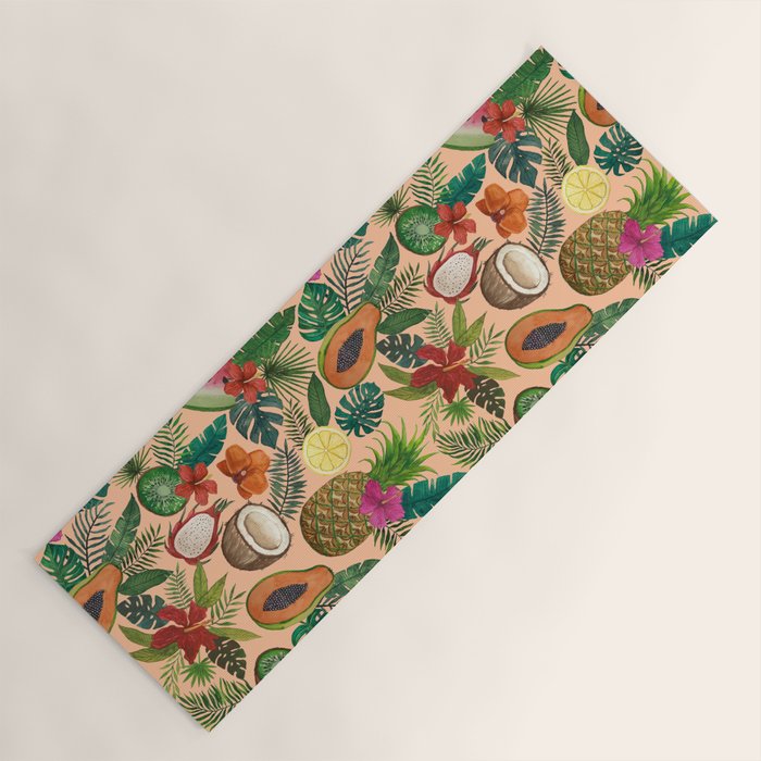 Tropical Fruit and Flower Pattern Yoga Mat Gallery Image 1