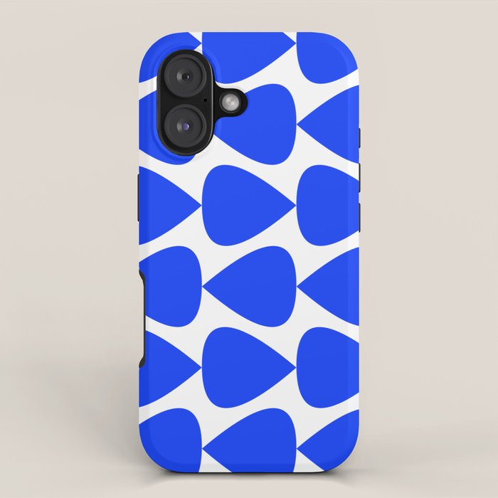 Plectrum Geometric Minimalist Pattern in Electric Blue and White iPhone Case Gallery Image 1