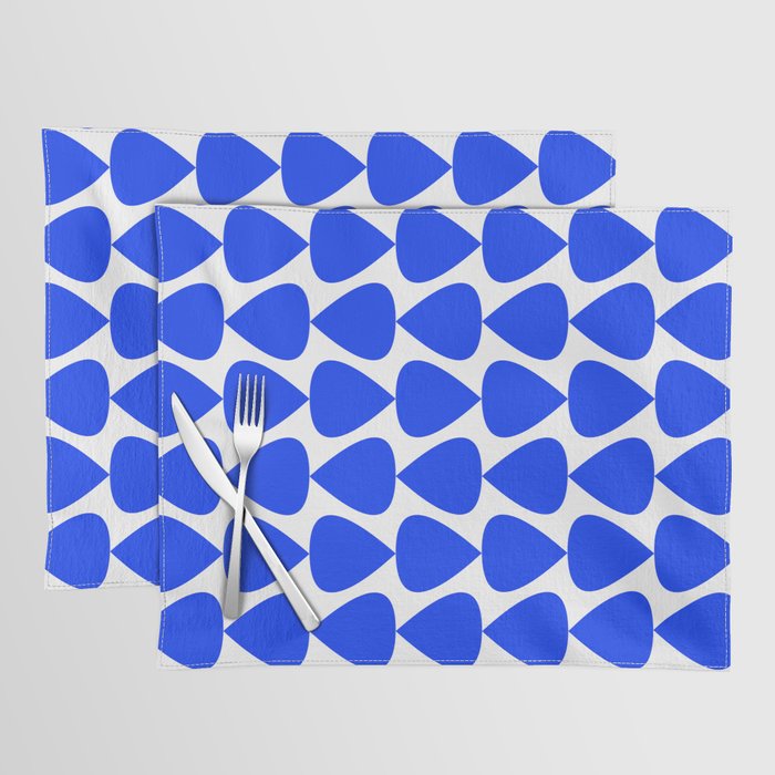 Plectrum Geometric Minimalist Pattern in Electric Blue and White Placemat Gallery Image 1