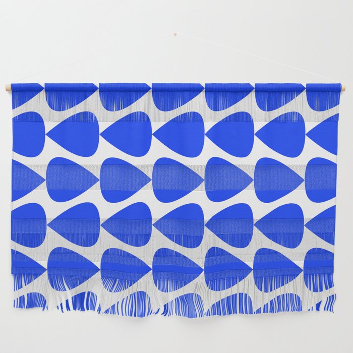 Plectrum Geometric Minimalist Pattern in Electric Blue and White Wall Hanging Gallery Image 1