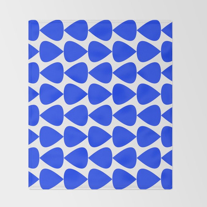 Plectrum Geometric Minimalist Pattern in Electric Blue and White Throw Blanket Gallery Image 2