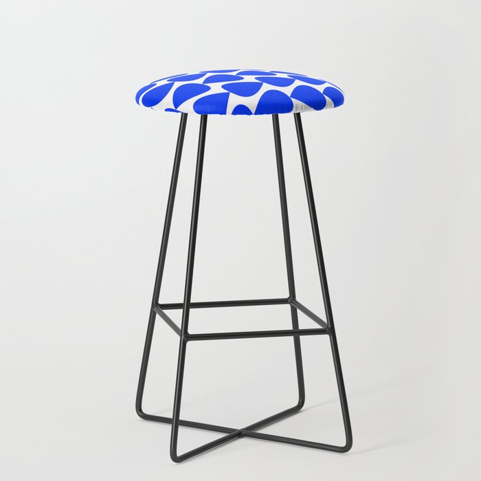 Plectrum Geometric Minimalist Pattern in Electric Blue and White Stool Gallery Image 1