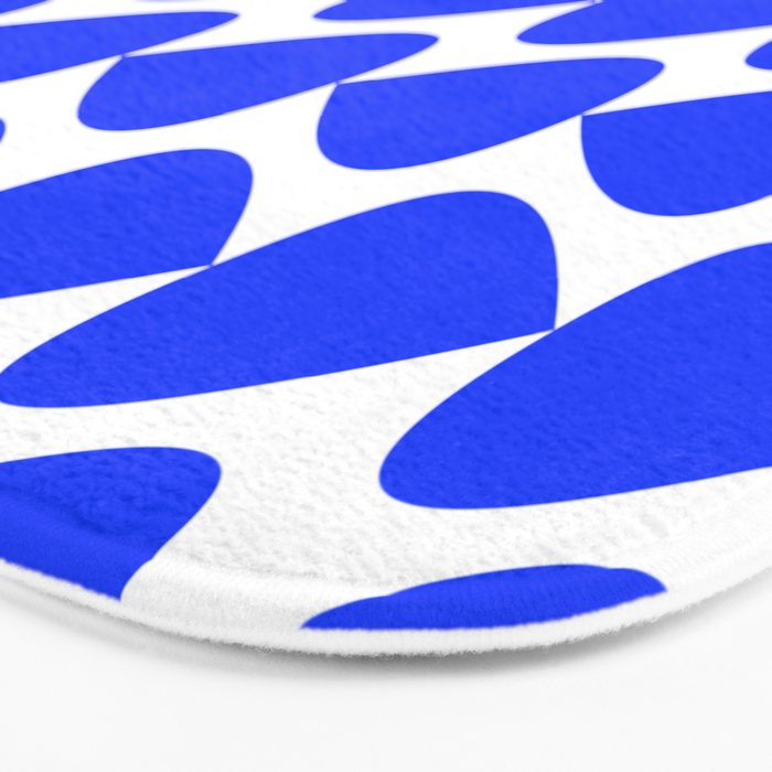 Plectrum Geometric Minimalist Pattern in Electric Blue and White Bath Mat Gallery Image 3