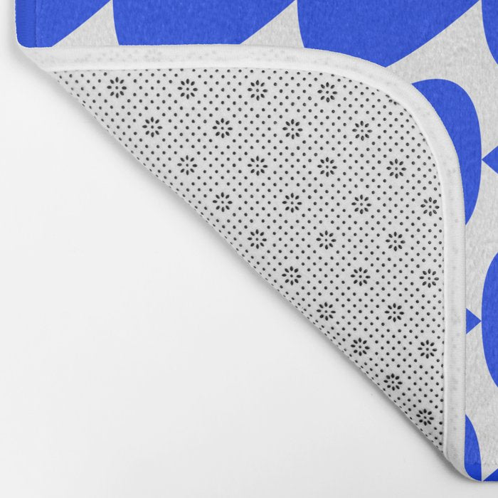 Plectrum Geometric Minimalist Pattern in Electric Blue and White Bath Mat Gallery Image 2
