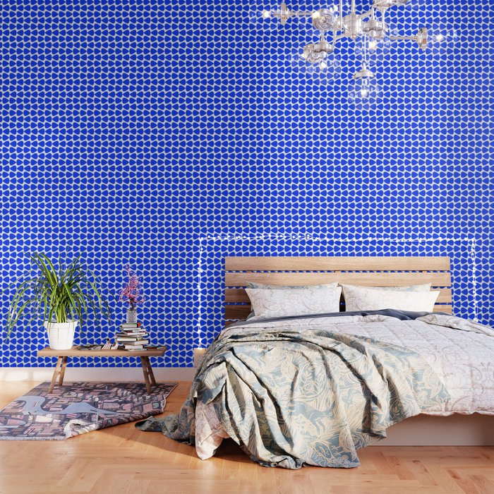 Plectrum Geometric Minimalist Pattern in Electric Blue and White Wallpaper Gallery Image 3