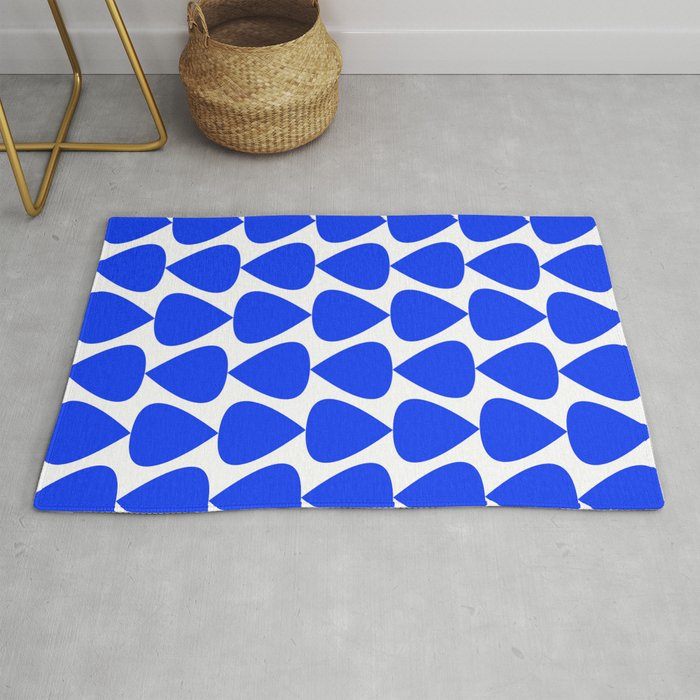 Plectrum Geometric Minimalist Pattern in Electric Blue and White Rug Gallery Image 1