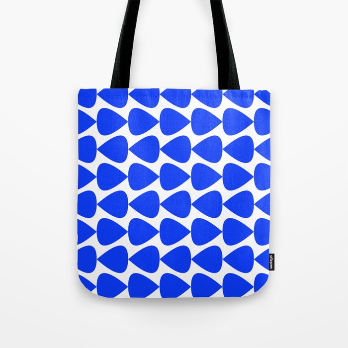 Plectrum Geometric Minimalist Pattern in Electric Blue and White Tote Bag Gallery Image 1