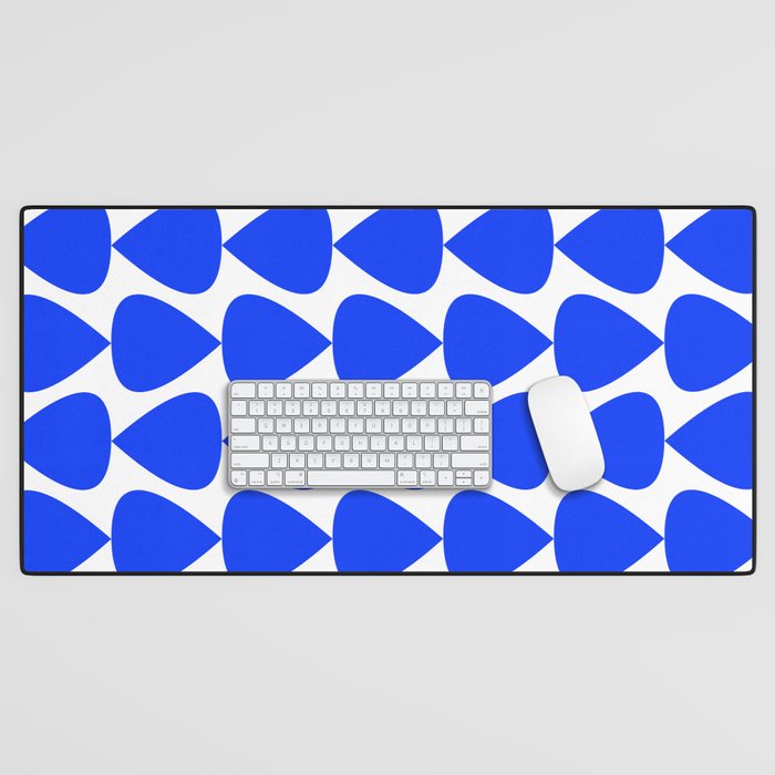 Plectrum Geometric Minimalist Pattern in Electric Blue and White Desk Mat Gallery Image 1