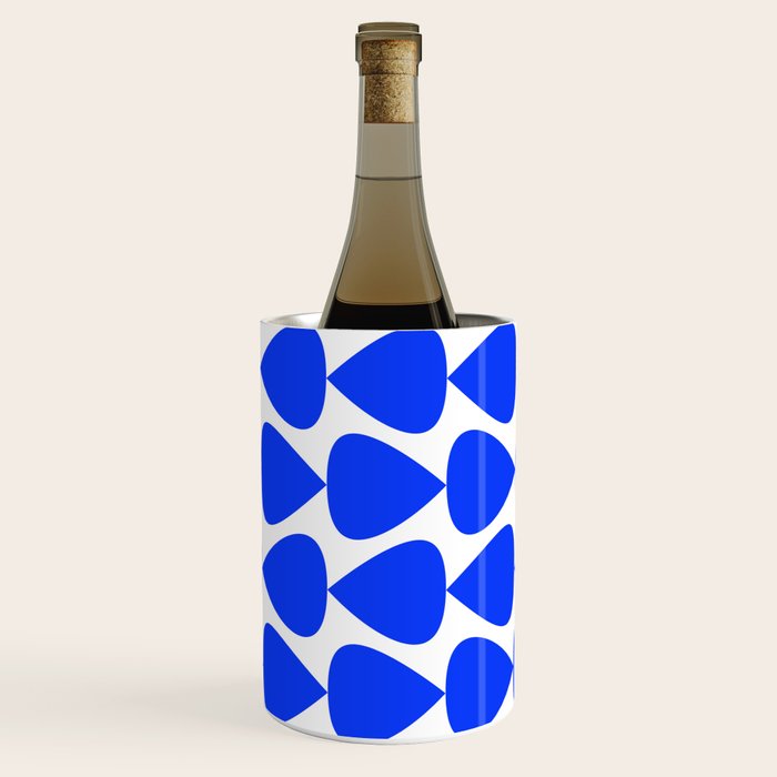 Plectrum Geometric Minimalist Pattern in Electric Blue and White Wine Chiller Gallery Image 1