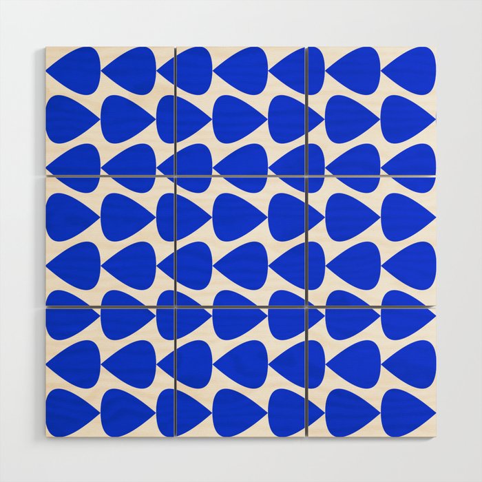Plectrum Geometric Minimalist Pattern in Electric Blue and White Wood Wall Art Gallery Image 1