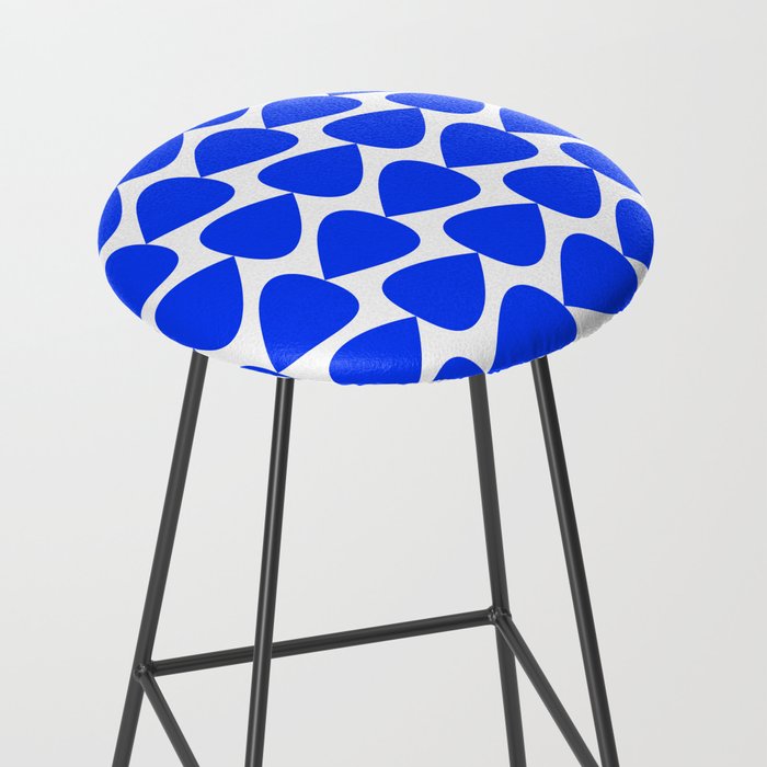 Plectrum Geometric Minimalist Pattern in Electric Blue and White Stool Gallery Image 2