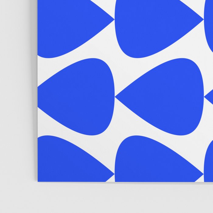 Plectrum Geometric Minimalist Pattern in Electric Blue and White Poster Gallery Image 3