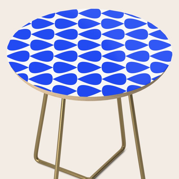 Plectrum Geometric Minimalist Pattern in Electric Blue and White Side Table Gallery Image 2