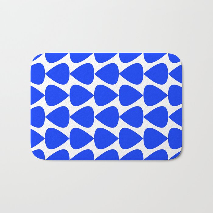 Plectrum Geometric Minimalist Pattern in Electric Blue and White Bath Mat Gallery Image 1