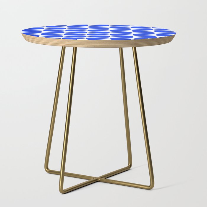 Plectrum Geometric Minimalist Pattern in Electric Blue and White Side Table Gallery Image 1
