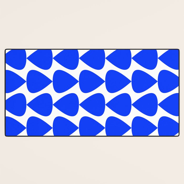 Plectrum Geometric Minimalist Pattern in Electric Blue and White Desk Mat Gallery Image 3