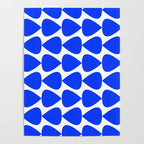 Plectrum Geometric Minimalist Pattern in Electric Blue and White Poster Gallery Image 4