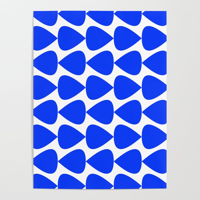 Plectrum Geometric Minimalist Pattern in Electric Blue and White Poster Gallery Image 4