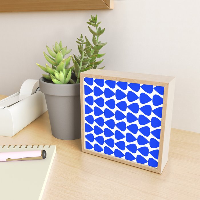 Plectrum Geometric Minimalist Pattern in Electric Blue and White Mini Art Print Gallery Image 2