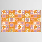 Retro hippie flower mosaic checkered pattern Tablecloth Gallery Image 2