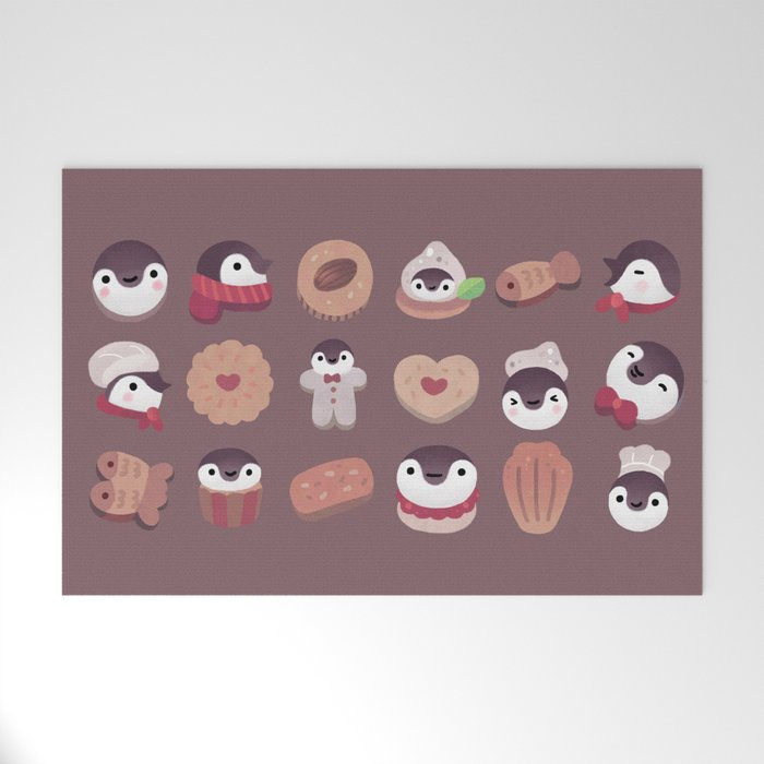 Cookie & cream & penguin - brown  pattern Welcome Mat Gallery Image 1