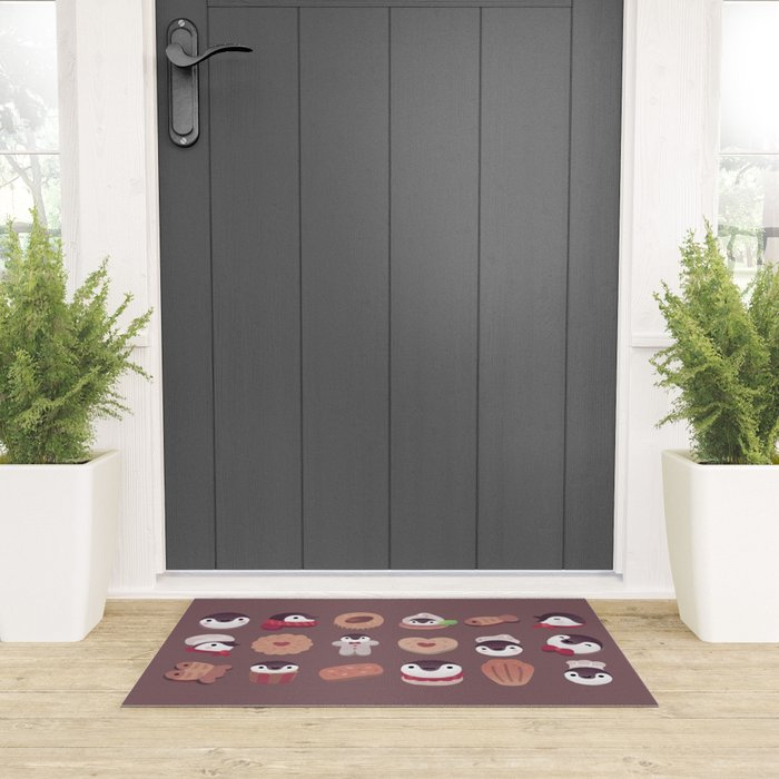Cookie & cream & penguin - brown  pattern Welcome Mat Gallery Image 3