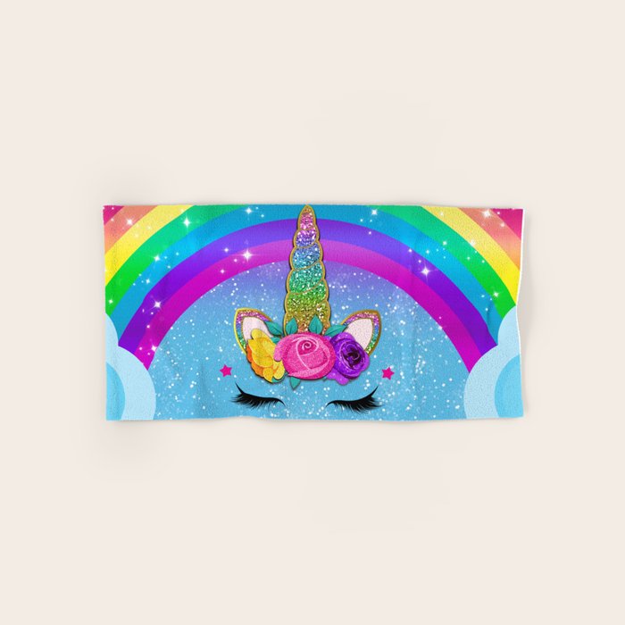Rainbow Sparkle Unicorn Bath Towel Gallery Image 1