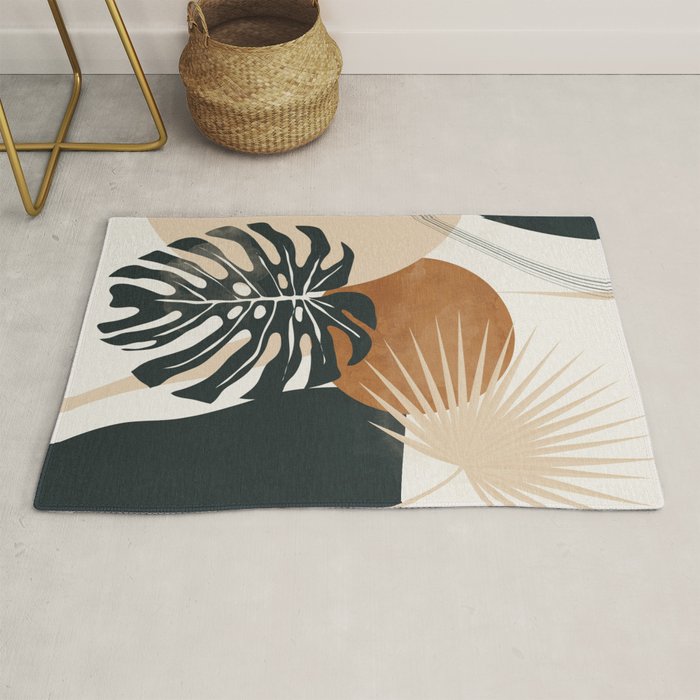 Abstract Art Tropical Leaves 7 Rug Gallery Image 1