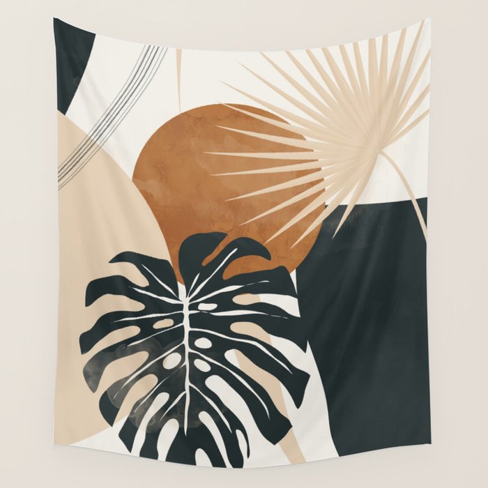 Abstract Art Tropical Leaves 7 Wall Tapestry Gallery Image 4