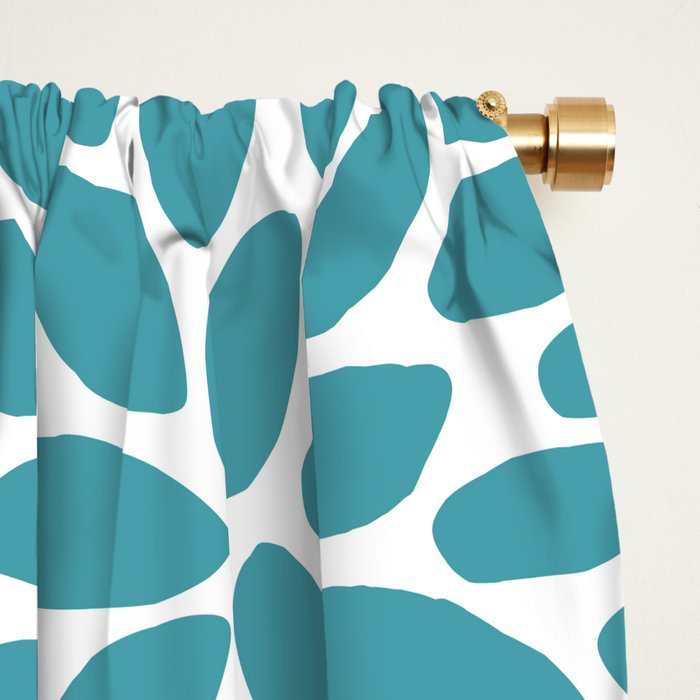 Festive, Floral, Color Block, Teal, Turquoise, Gray Window Curtain Gallery Image 2