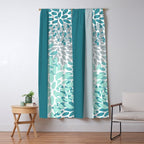 Festive, Floral, Color Block, Teal, Turquoise, Gray Window Curtain Gallery Image 5