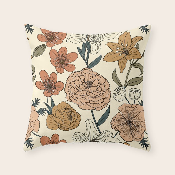 Spring Floral Mood Throw Pillow Gallery Image 1