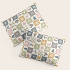 Retro Ditsy Holiday Icon Chequered Pattern - Earthy country style  Pillow Sham Gallery Image 3