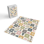 Retro Ditsy Holiday Icon Chequered Pattern - Earthy country style  Jigsaw Puzzle Gallery Image 2