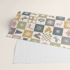 Retro Ditsy Holiday Icon Chequered Pattern - Earthy country style  Wrapping Paper Gallery Image 2