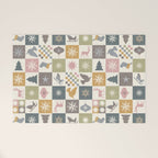 Retro Ditsy Holiday Icon Chequered Pattern - Earthy country style  Welcome Mat Gallery Image 1