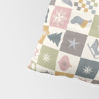 Retro Ditsy Holiday Icon Chequered Pattern - Earthy country style  Pillow Sham Gallery Image 4