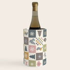 Retro Ditsy Holiday Icon Chequered Pattern - Earthy country style  Wine Chiller Gallery Image 2